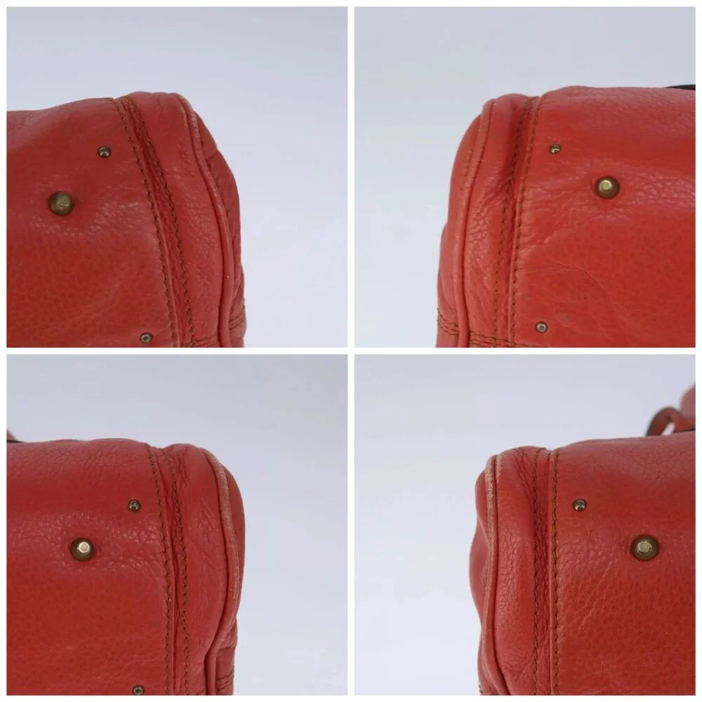 Chloe Paddington Hand Bag Leather Red Gold Silver Auth - Picture 15 of 16